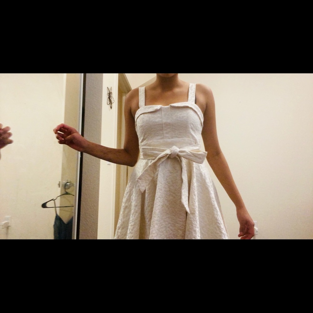 White Cheetah Textured Formal Dress